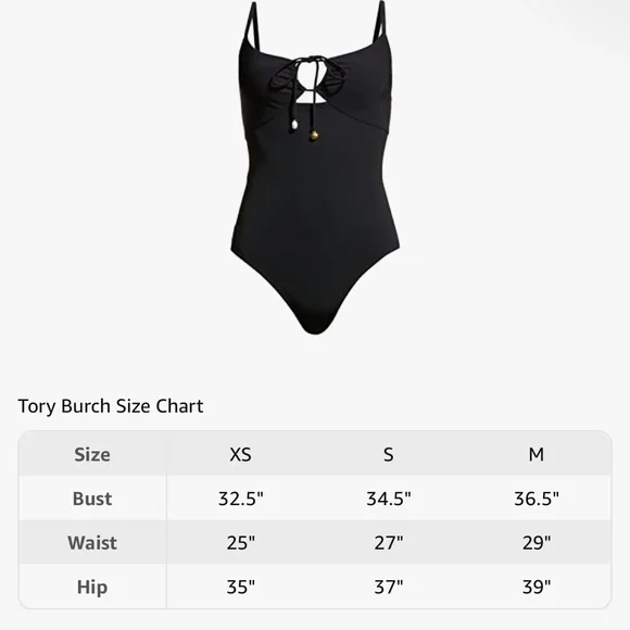 Tory Burch Women's Solid Black Ruched Tie Front One Piece Swimsuit Size XS - Picture 5 of 8